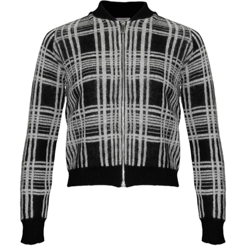 Marella Anselmo Zip Front Cardigan size large black and white bomber style